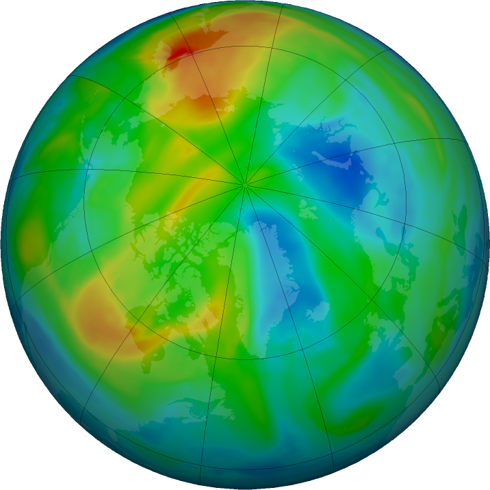 Arctic ozone map for 03 December 2022